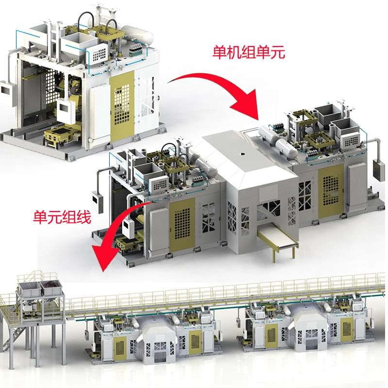 Горизонтальная линия для производства стержневых камер с горячим ящиком